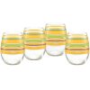 Retired 15 oz. Fiesta® Caribbean Sunset Stripes Stemless Wine – Set of 4